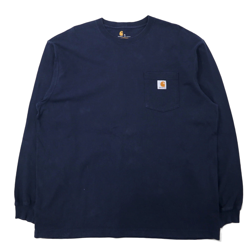 日本然リトテ-古着オンライン-carhartt ロングスリーブ Tシャツ ロンT XL ネイビー コットン ORIGINAL FIT ホンジュラス製-carhartt Long Sleeve T-Shirt Long T-XL Navy Cotton ORIGINAL FIT Honduras Made