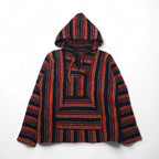 Vintage Baja Hoodie Mexican Parka メキシカンパーカー M フロントポケット マルチ ストライプ