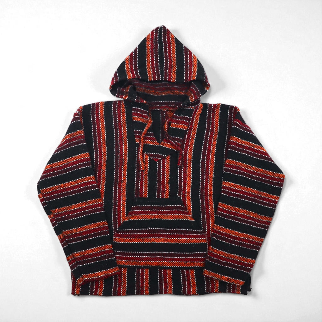 Vintage Baja Hoodie Mexican Parka メキシカンパーカー M フロントポケット マルチ ストライプ