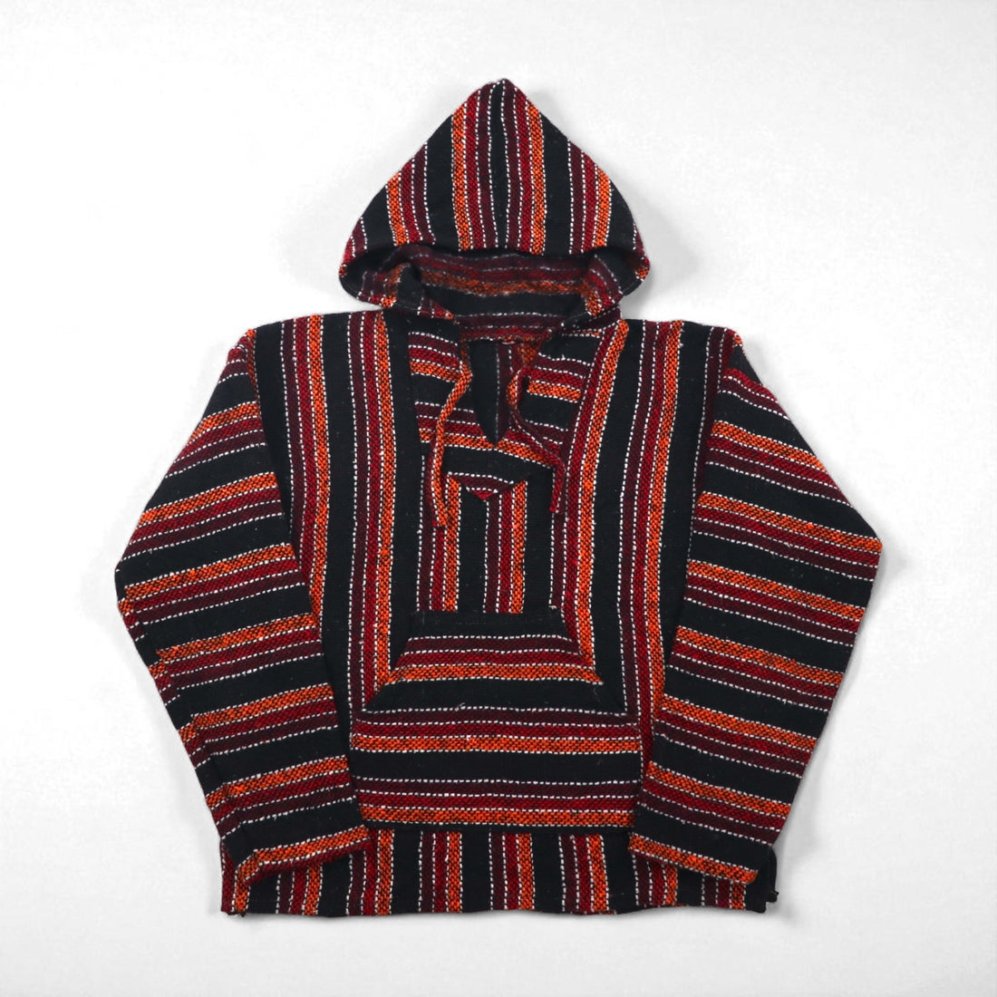 Vintage Baja Hoodie Mexican Parka メキシカンパーカー M フロントポケット マルチ ストライプ