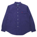 日本然リトテ-古着オンライン-Ralph Lauren ウィンドペンチェック ボタンダウンシャツ XL ネイビー コットン CUSTOM FIT スモールポニー刺繍-Ralph Lauren Wind Pen Checked button-down Shirts XL Navy Cotton CUSTOM FIT Small Pony Embroidery