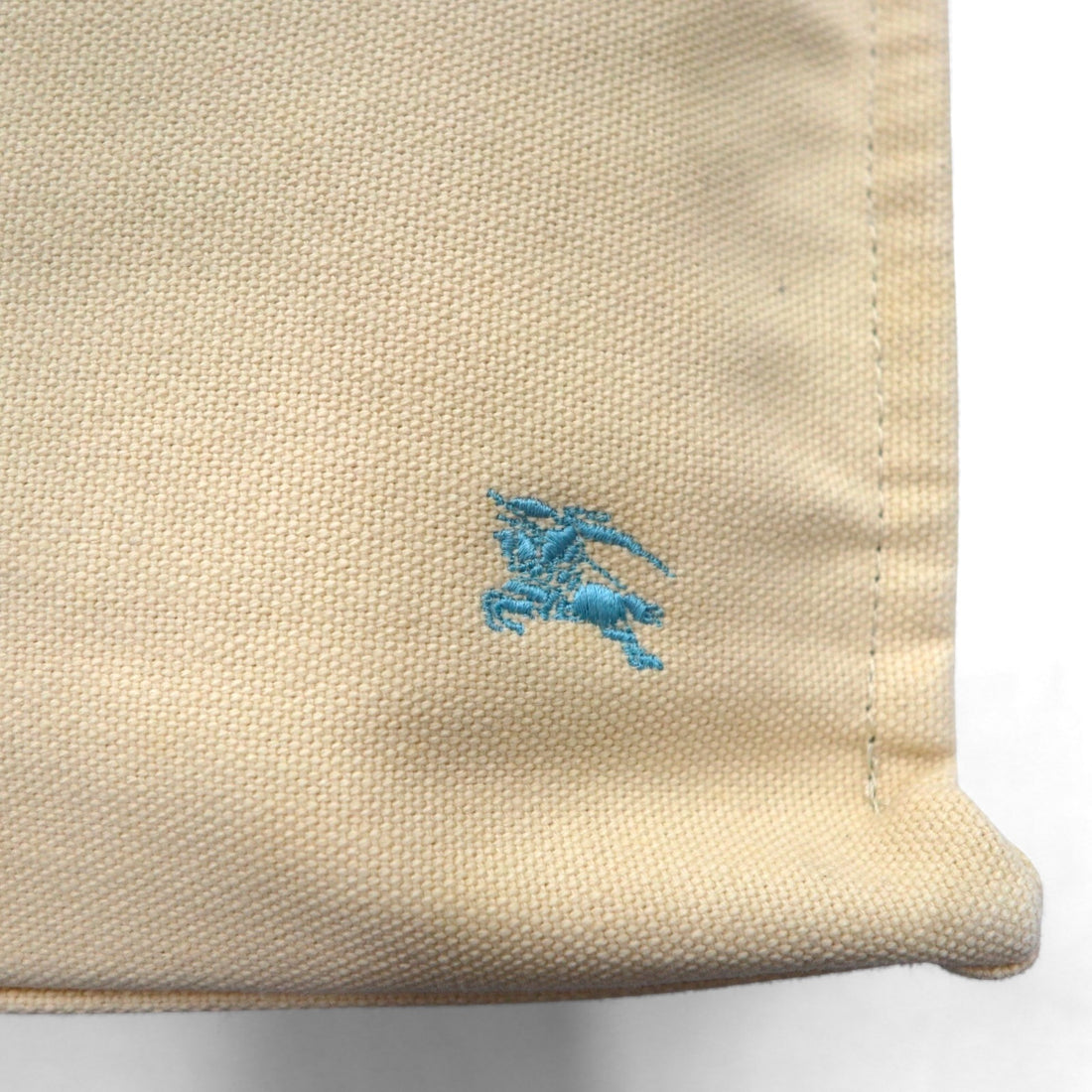 BURBERRY BLUE LABEL Leather Handle Canvas Tote Bag Cream Cowhide Leather Made in Japan