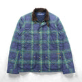 Polo Ralph Lauren Black Quilted Jacket, Medium, Green Check, Corduroy Collar, Chin Strap