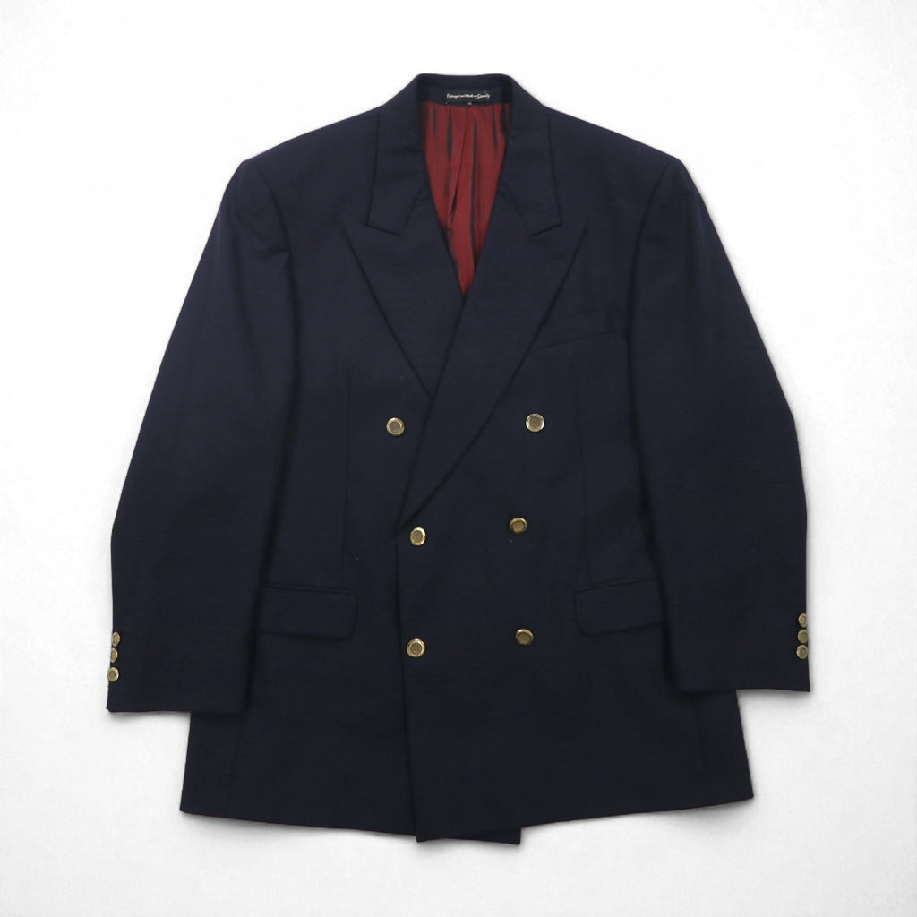80s Canada Vintage Blazer Hyde Park ブレザー ピークドラベル ダブル テーラードジャケット XL ネイビー ACTWUタグ 紺ブレ 80年代 カナダ製