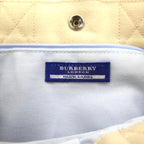 BURBERRY BLUE LABEL Leather Handle Canvas Tote Bag Cream Cowhide Leather Made in Japan