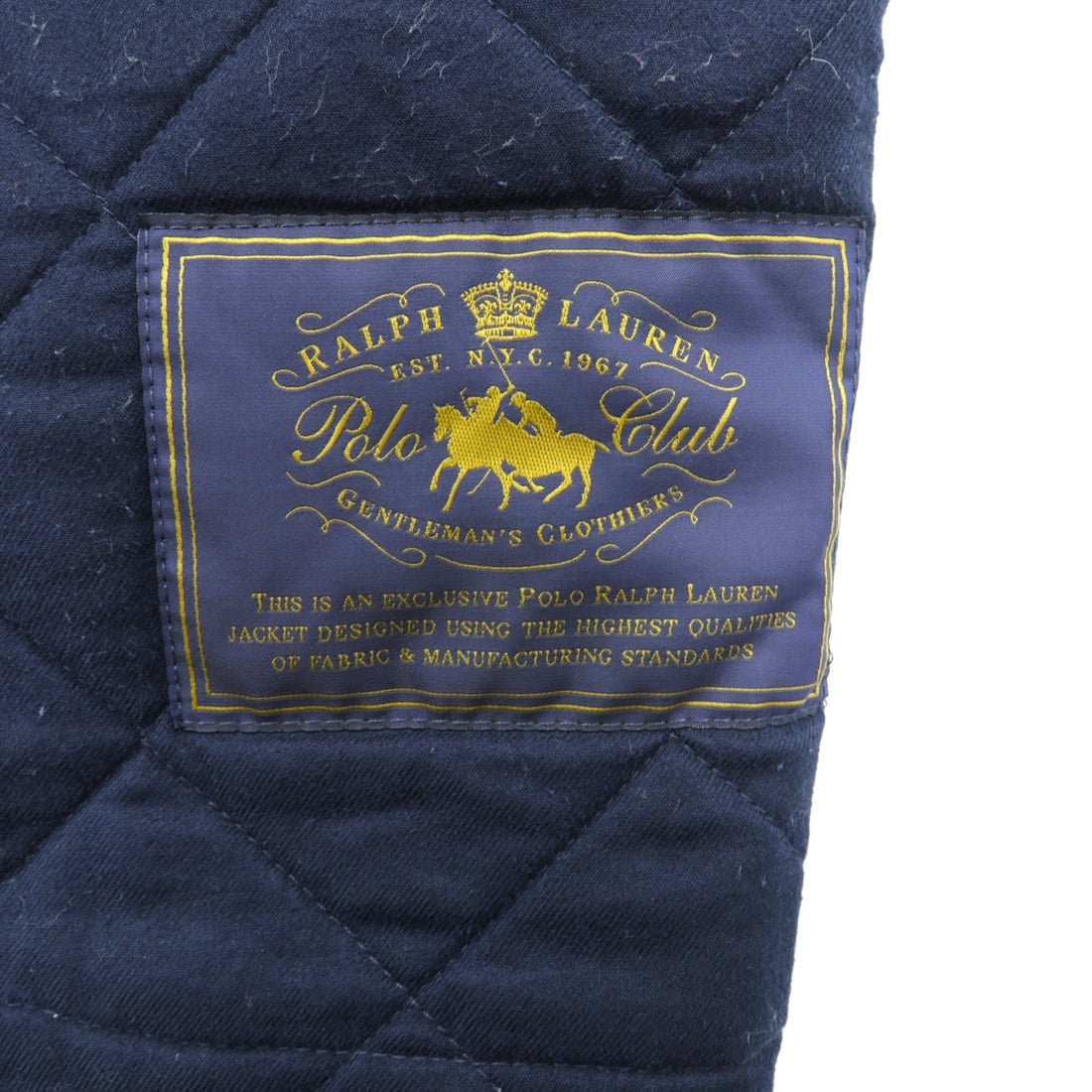 Polo Ralph Lauren Black Quilted Jacket, Medium, Green Check, Corduroy Collar, Chin Strap