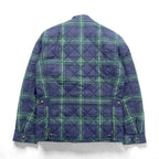 Polo Ralph Lauren Black Quilted Jacket, Medium, Green Check, Corduroy Collar, Chin Strap