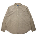 日本然リトテ-古着オンライン-Ralph Lauren ウィンドペンチェック ボタンダウンシャツ XXL カーキ コットン CLASSIC FIT スモールポニー刺繍-Ralph Lauren Windpen Checked button-down Shirts XXL Khaki Cotton CLASSIC FIT Small Pony Embroidery