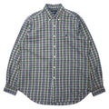 日本然リトテ-古着オンライン-Ralph Lauren ウィンドペンチェック ボタンダウンシャツ L ブルー カーキ コットン CLASSIC FIT スモールポニー刺繍-Ralph Lauren Windpen Checked button-down Shirts L Blue Khaki Cotton CLASSIC FIT Small Pony Embroidery