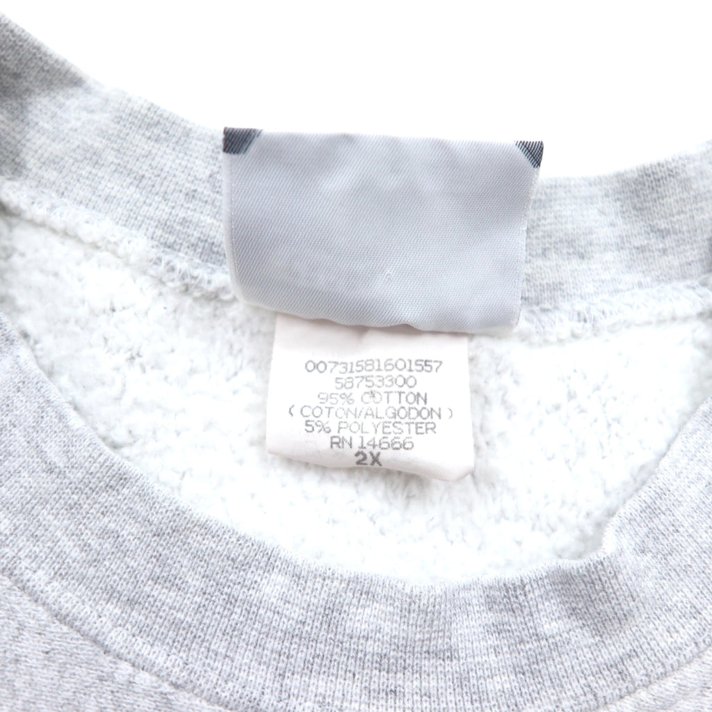 Lee CROSS GRAIN 90s USA made reverse weave REVERSE WEAVE sweatshirt 2XL grey cotton MELLIN one point