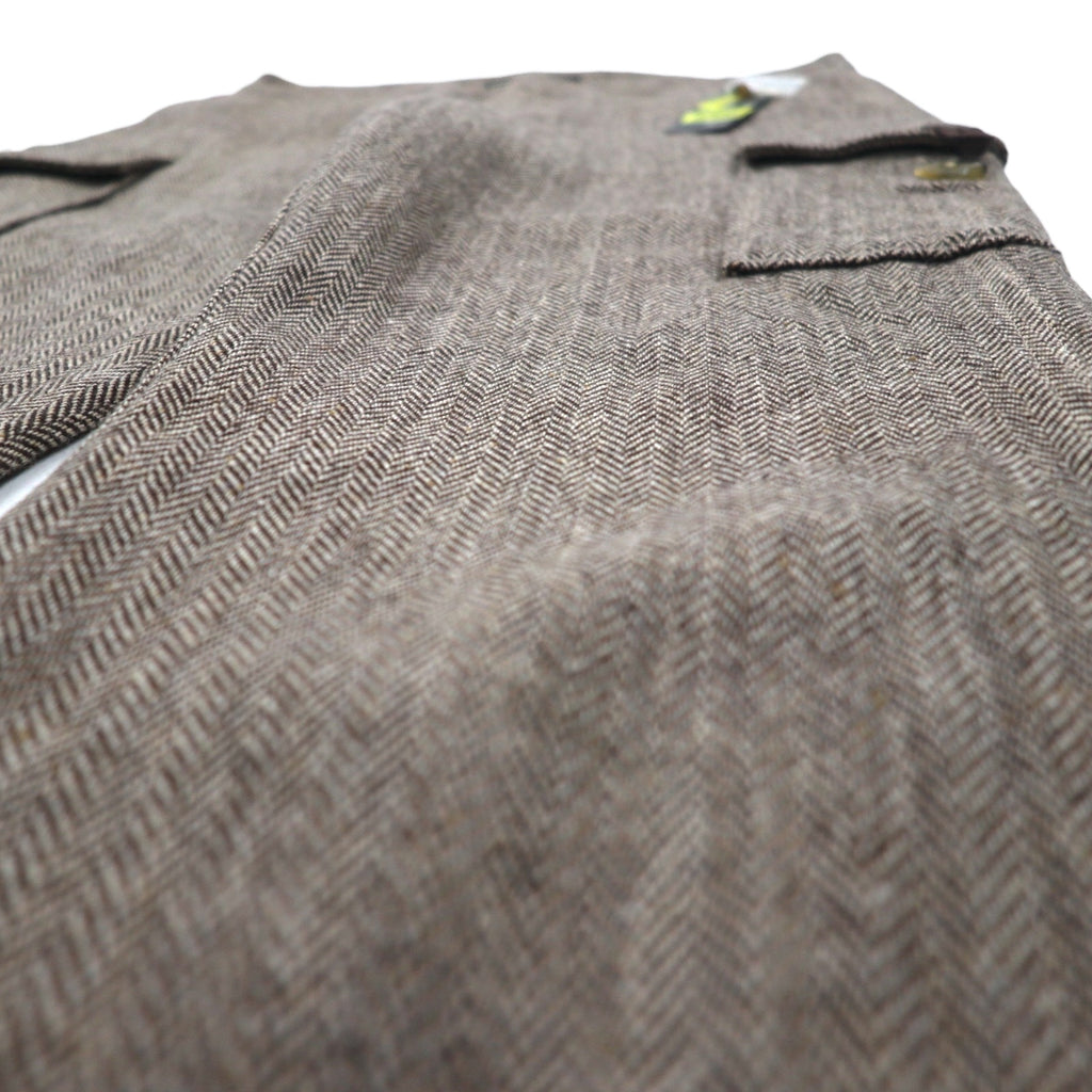 POLO JEANS COMPANY RALPH LAUREN 90年代 ワイド クロップド ツイード パンツ トラウザーズ M ブラウン ウール ヘリンボーン CITY TWEED 未使用品