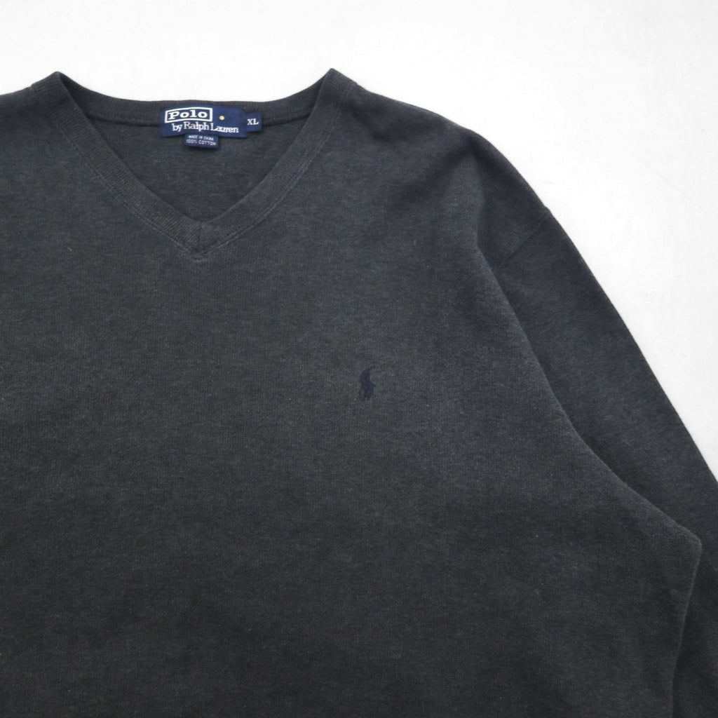 Polo Ralph Lauren 90s V-neck sweatshirt, size XL, gray cotton