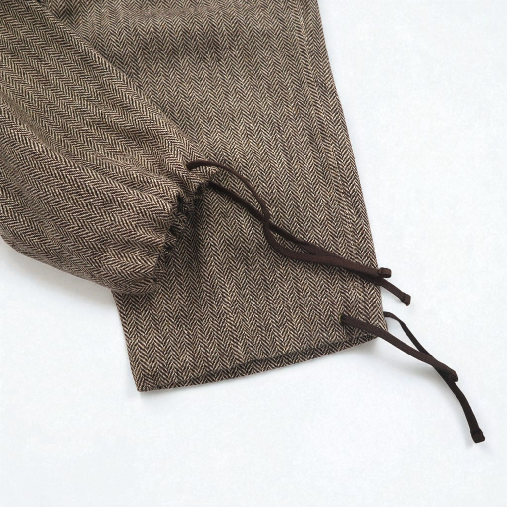 POLO JEANS COMPANY RALPH LAUREN 90年代 ワイド クロップド ツイード パンツ トラウザーズ M ブラウン ウール ヘリンボーン CITY TWEED 未使用品