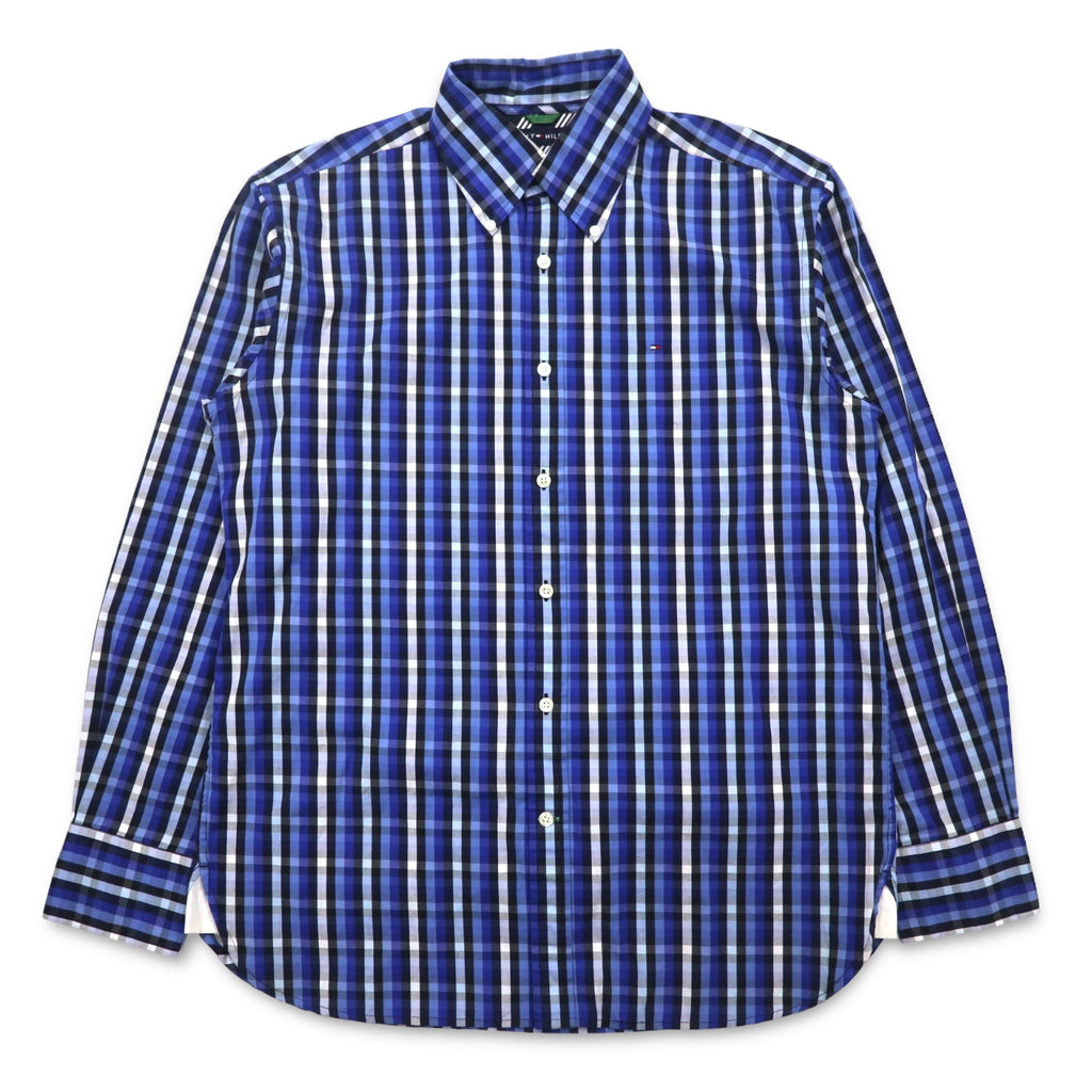 TOMMY HILFIGER Button-down Shirt, Medium, Blue, Check, Cotton, Big Size