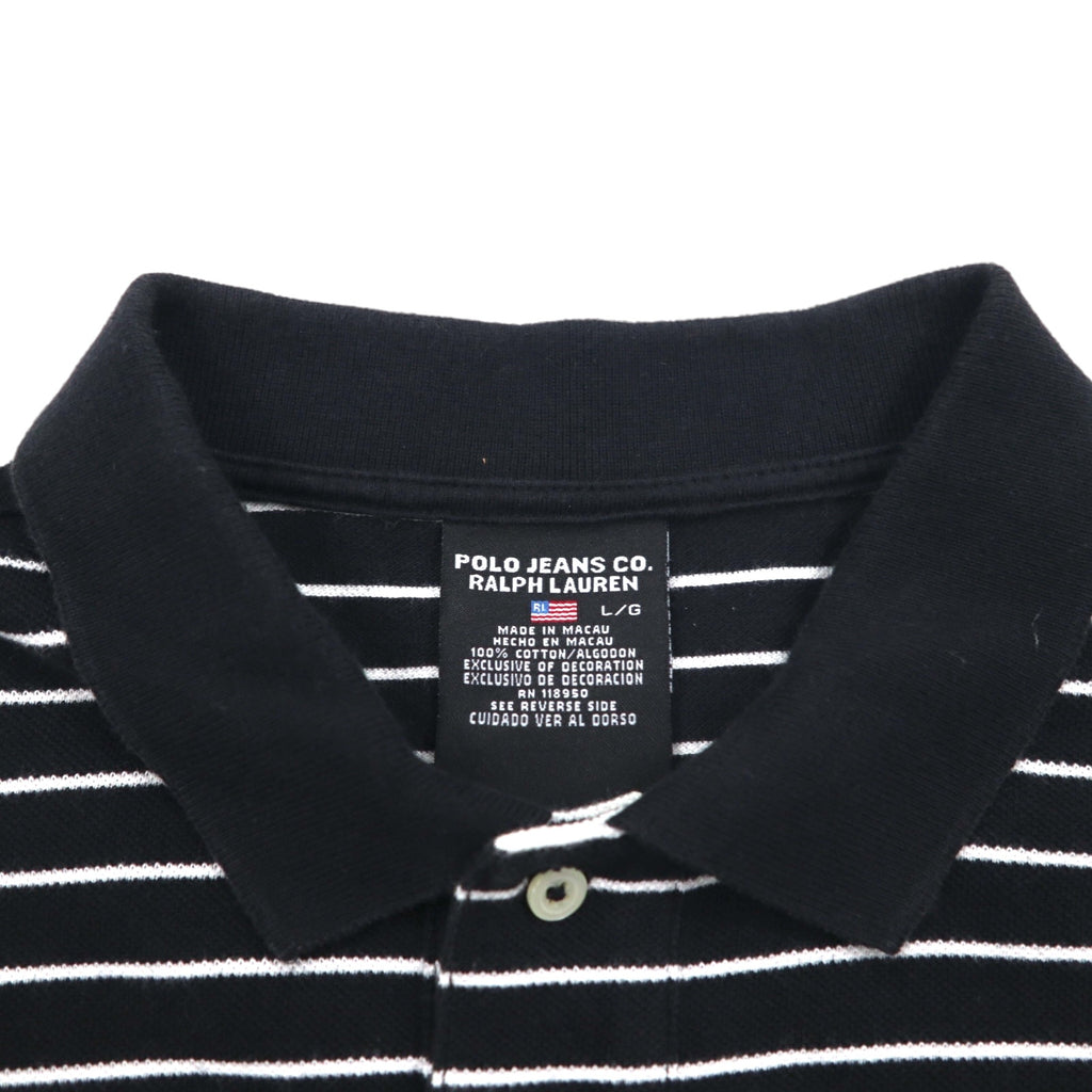 POLO JEANS CO. RALPH LAUREN 90年代 ボーダー ポロシャツ L ブラック ワンポイントロゴ刺繍