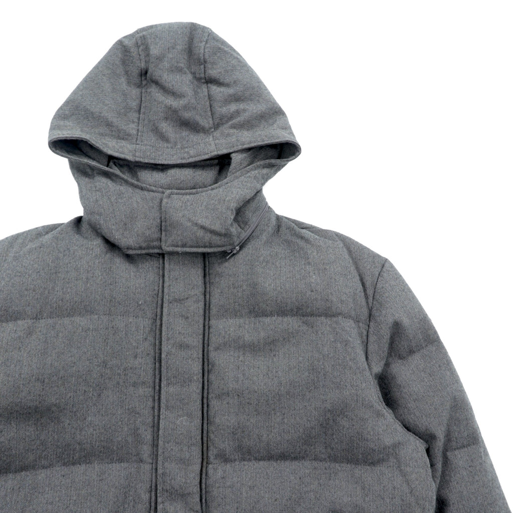 Paul Smith COLLECTION Made in Japan Wool Down Jacket L Gray Herringbone Removable Hood