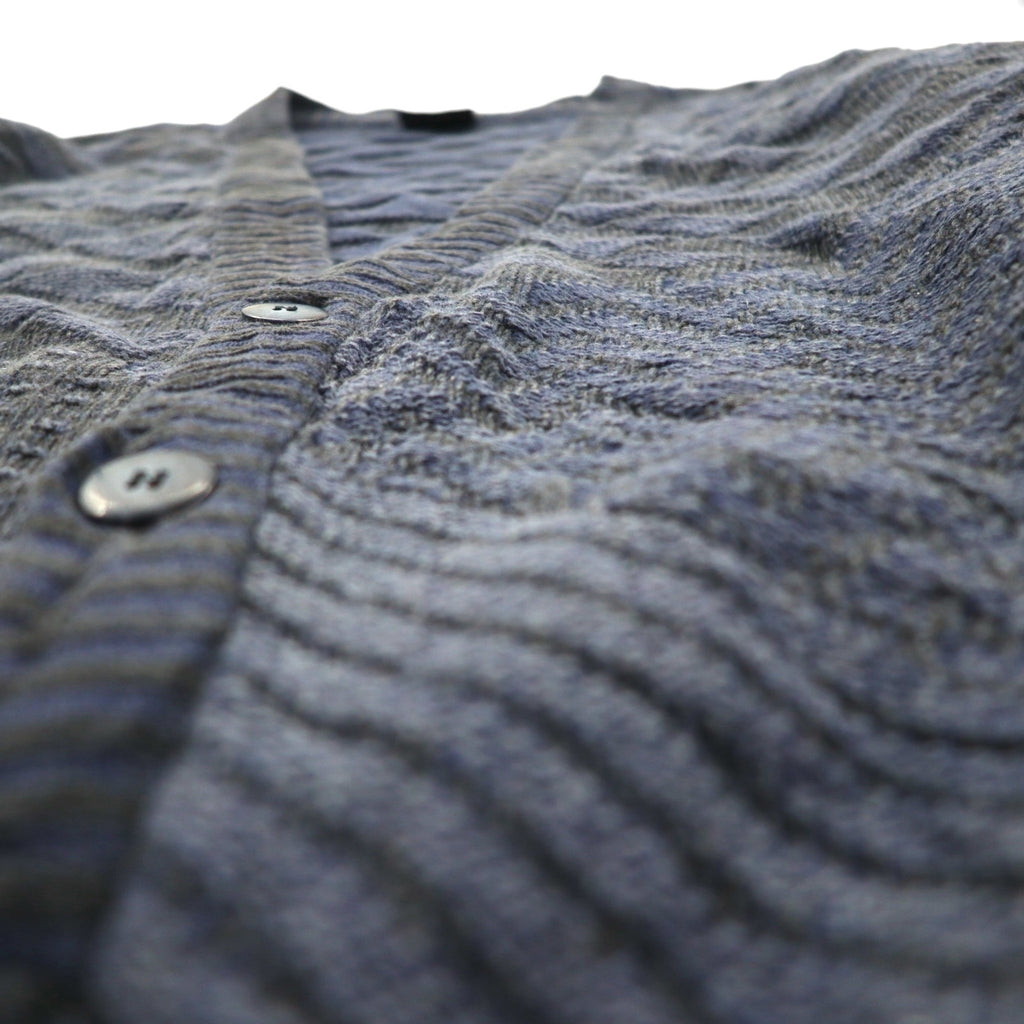 90s Italy Vintage Cardigan COLORE 90年代 ジャガード カーディガン 3D ニット XL ネイビー