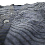 90s Italy Vintage Cardigan COLORE 90年代 ジャガード カーディガン 3D ニット XL ネイビー