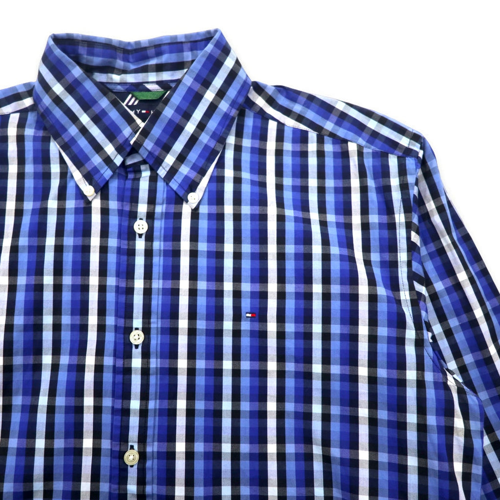 TOMMY HILFIGER Button-down Shirt, Medium, Blue, Check, Cotton, Big Size