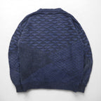 90s Italy Vintage Cardigan COLORE 90年代 ジャガード カーディガン 3D ニット XL ネイビー