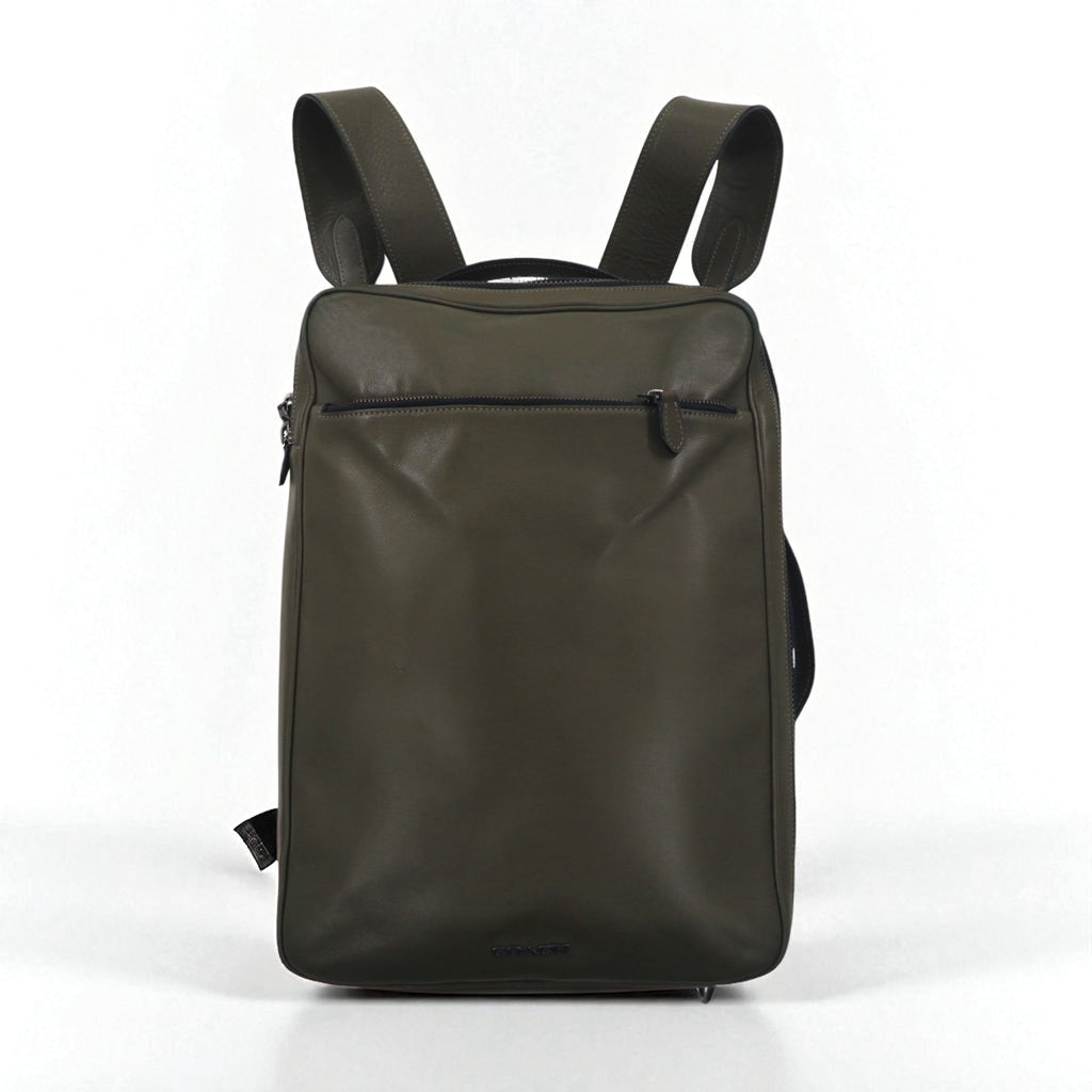 COACH Graham Convertible 3WAY Backpack Briefcase Khaki Smooth Calf Leather C6877
