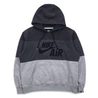 NIKE AIR '72 Swoosh Logo Embroidered Pullover Hoodie M Grey Cotton