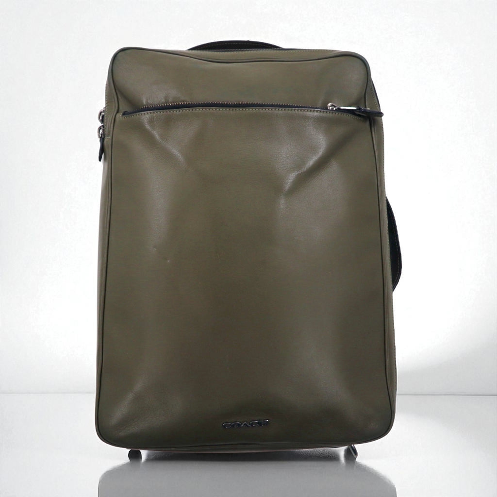 COACH Graham Convertible 3WAY Backpack Briefcase Khaki Smooth Calf Leather C6877