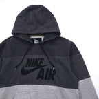 NIKE AIR '72 Swoosh Logo Embroidered Pullover Hoodie M Grey Cotton