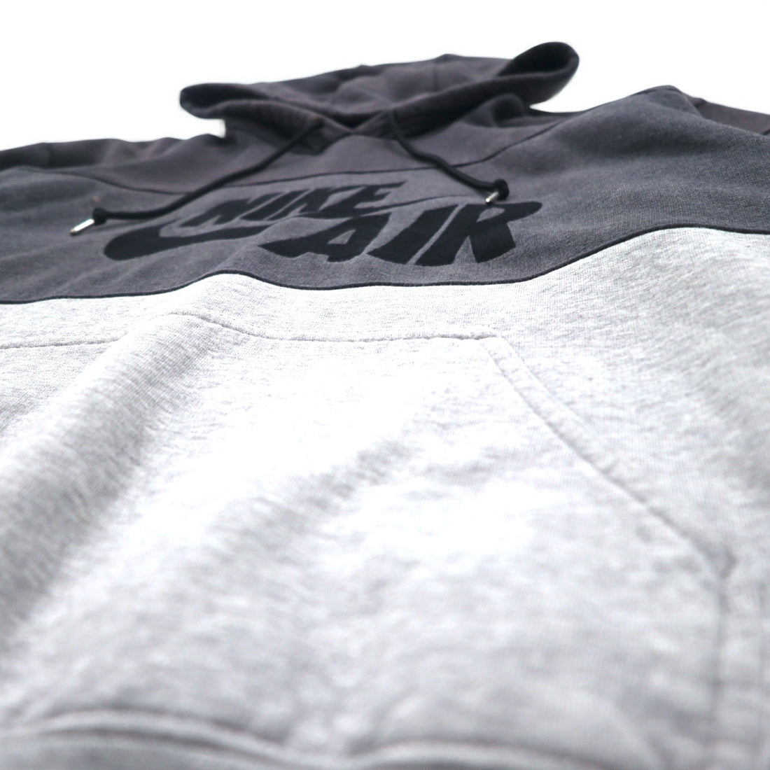 NIKE AIR '72 Swoosh Logo Embroidered Pullover Hoodie M Grey Cotton