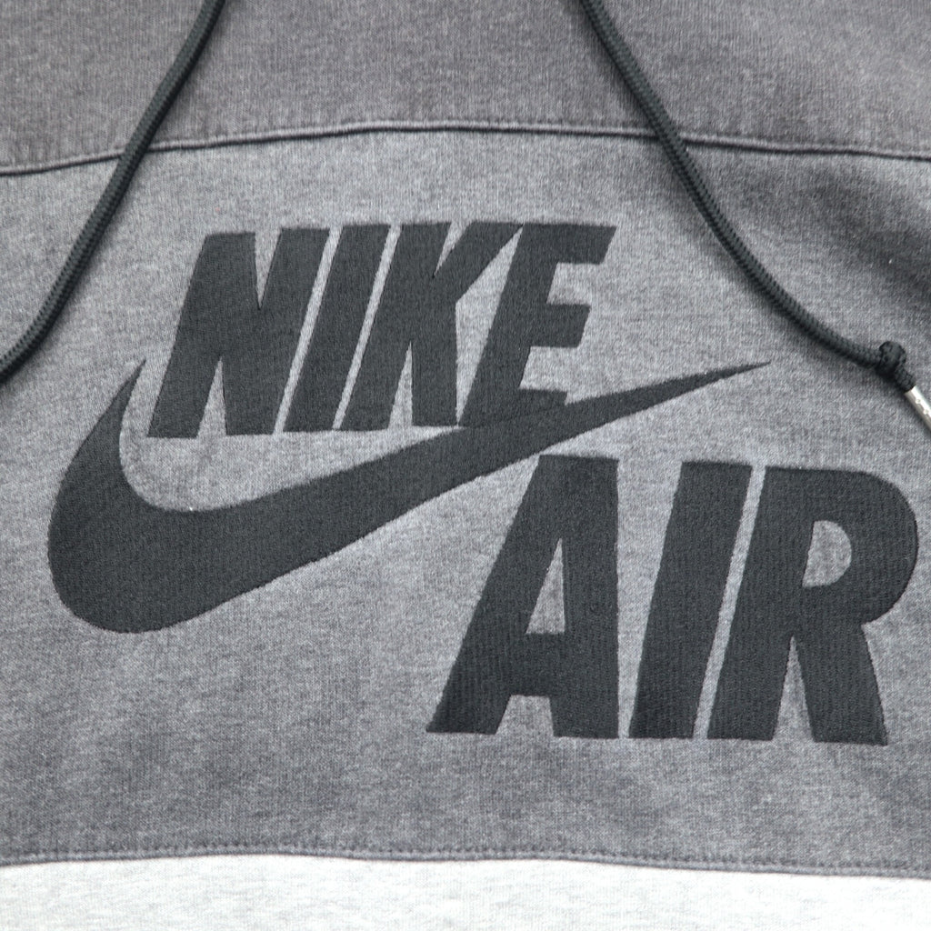 NIKE AIR '72 Swoosh Logo Embroidered Pullover Hoodie M Grey Cotton
