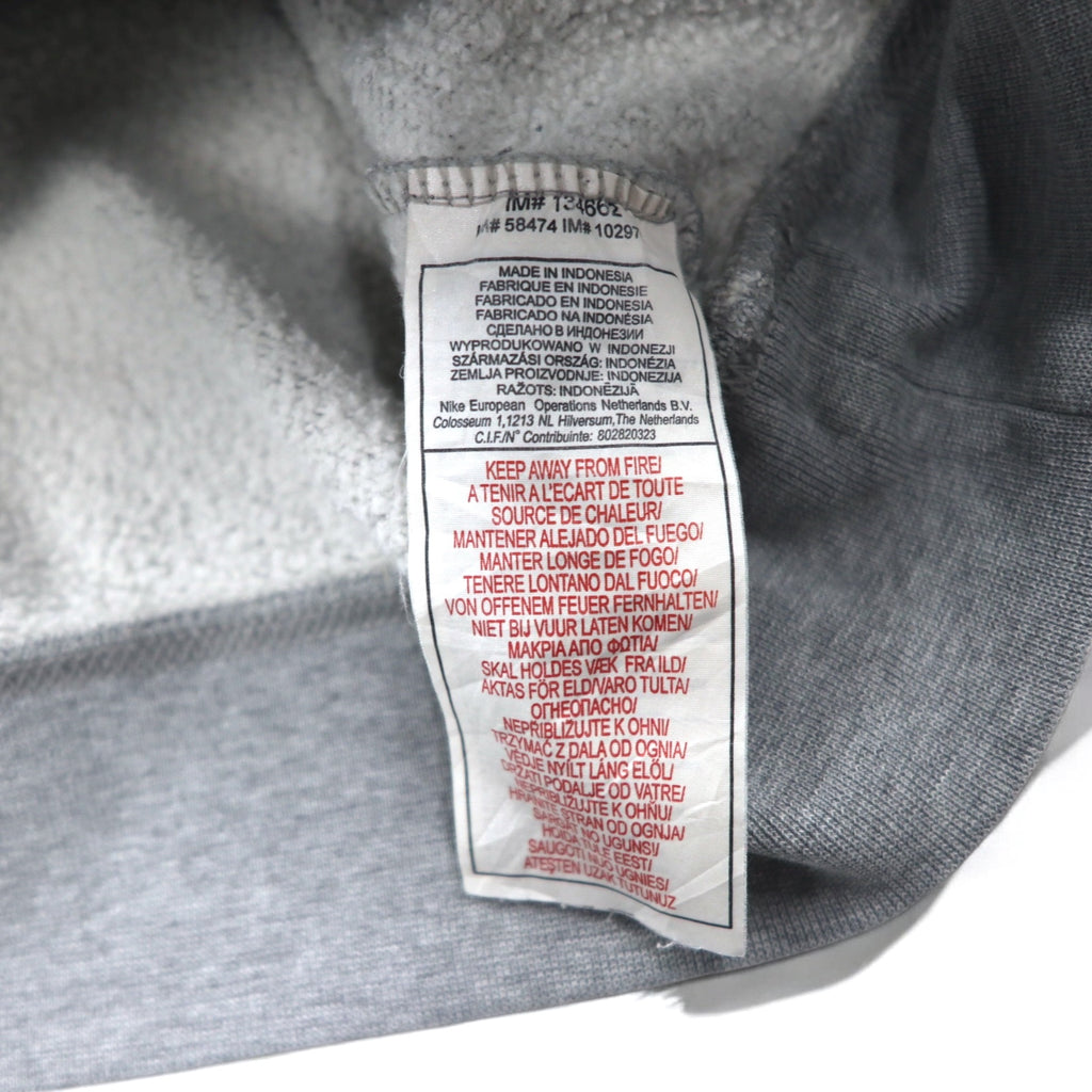 NIKE AIR '72 Swoosh Logo Embroidered Pullover Hoodie M Grey Cotton