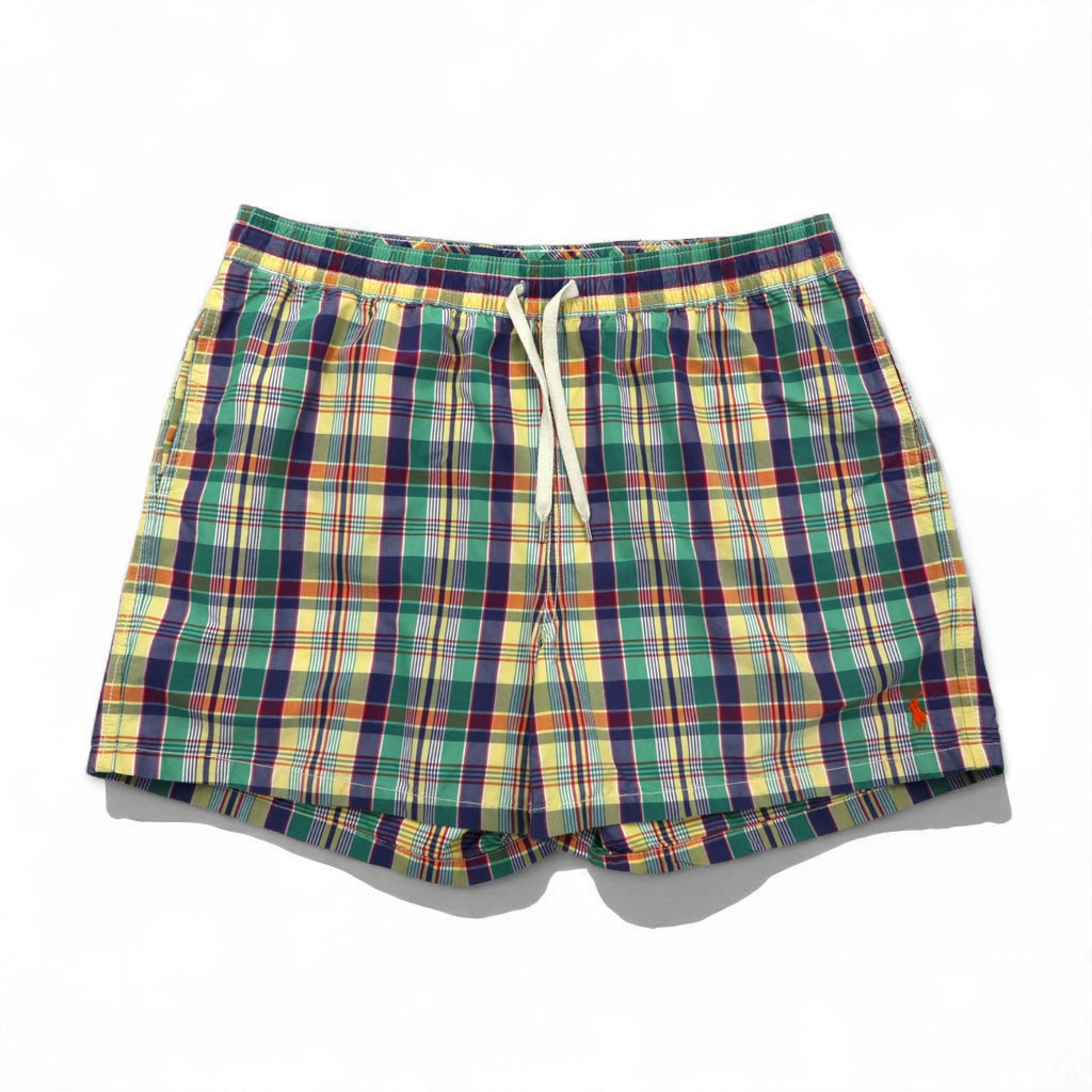 Polo by Ralph Lauren 90s amphibious madras check shorts, XL, multicolor, cotton, nylon, small pony embroidery