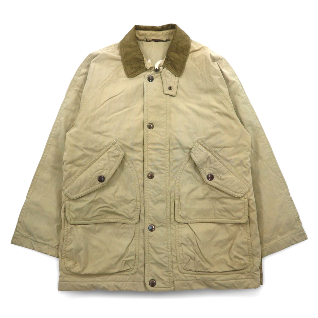 90s LUC SAINT ALBAN Hunting Jacket Coverall L Beige Corduroy Collar Elbow Patch