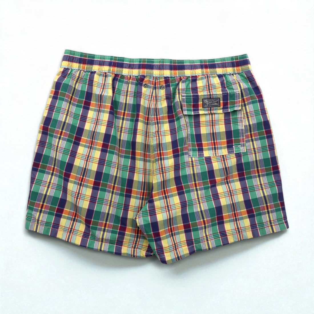 Polo by Ralph Lauren 90s amphibious madras check shorts, XL, multicolor, cotton, nylon, small pony embroidery