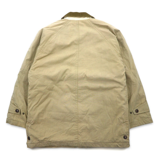 90s LUC SAINT ALBAN Hunting Jacket Coverall L Beige Corduroy Collar Elbow Patch