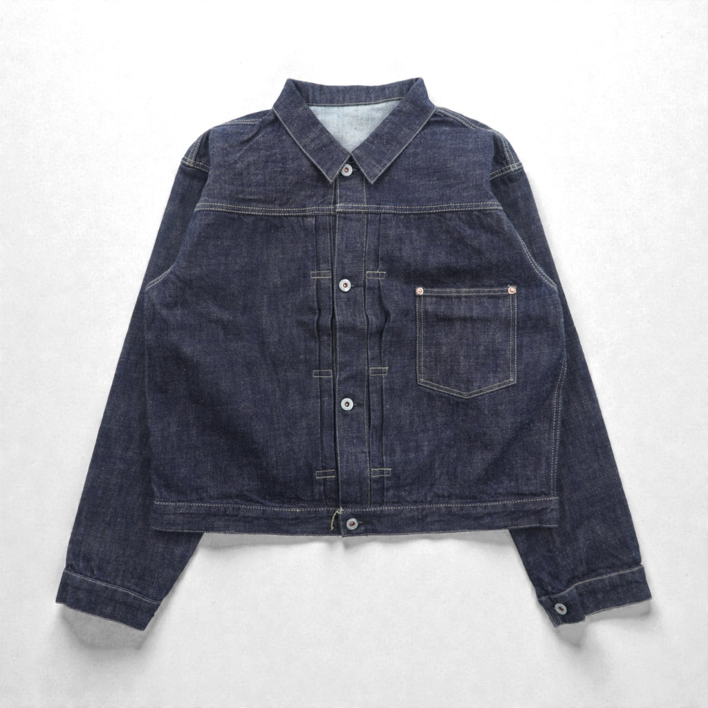 VINTAGE レプリカ 1st タイプ 大戦モデル デニムジャケット Gジャン XL インディゴ 13.5OZ セルヴィッチ 赤耳 シンチバック プリーツ 月桂樹ボタン 復刻 未使用品