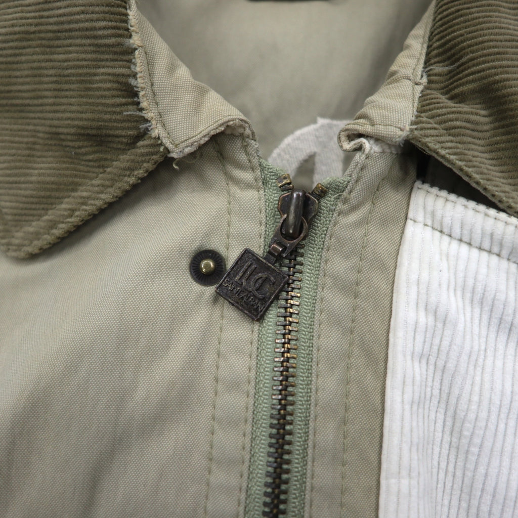 90s LUC SAINT ALBAN Hunting Jacket Coverall L Beige Corduroy Collar Elbow Patch