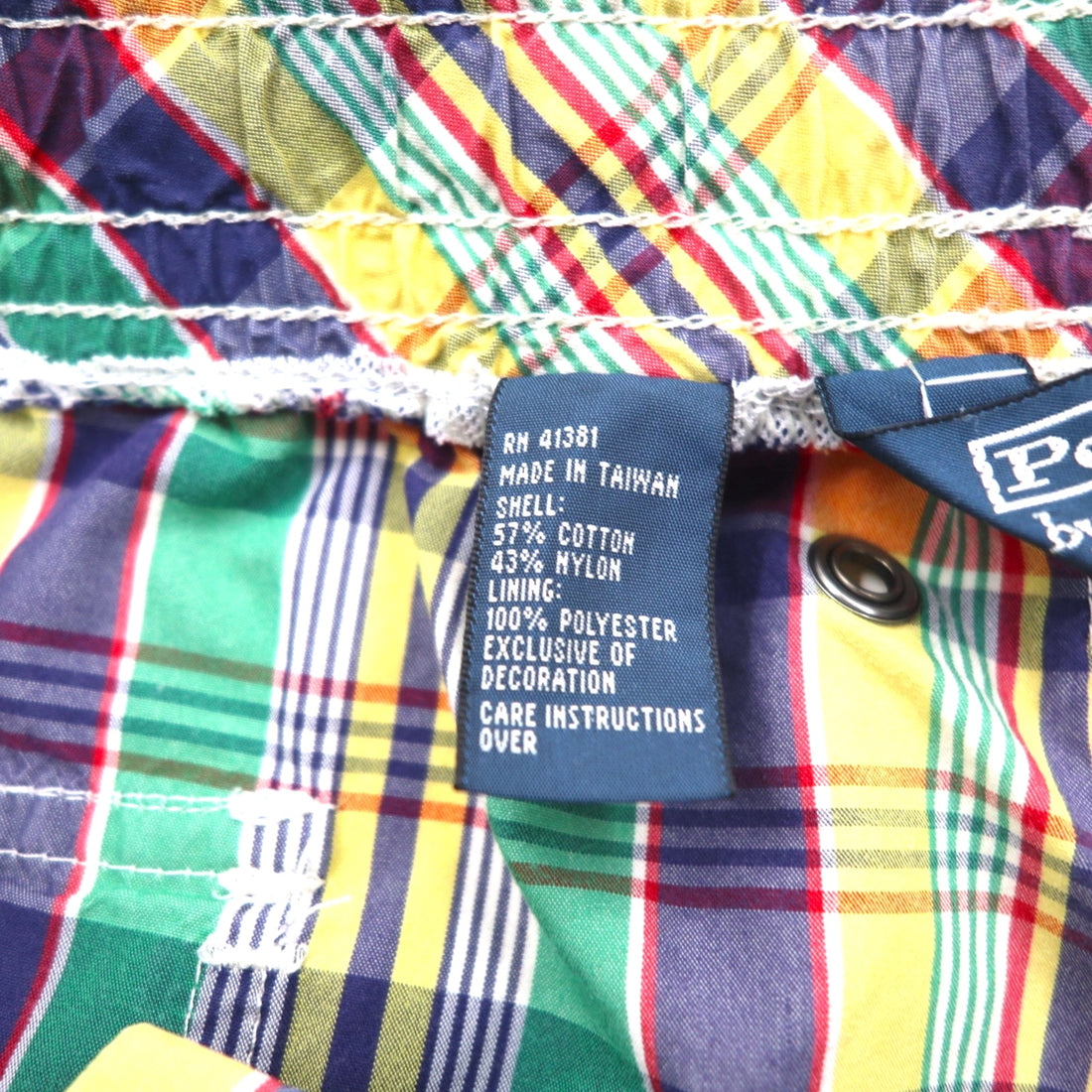 Polo by Ralph Lauren 90s amphibious madras check shorts, XL, multicolor, cotton, nylon, small pony embroidery