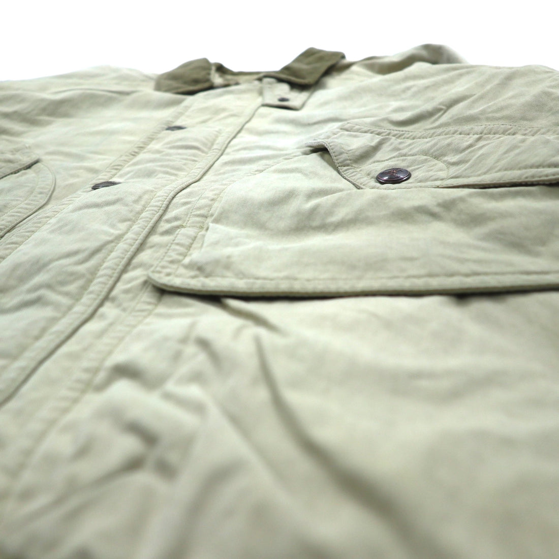 90s LUC SAINT ALBAN Hunting Jacket Coverall L Beige Corduroy Collar Elbow Patch