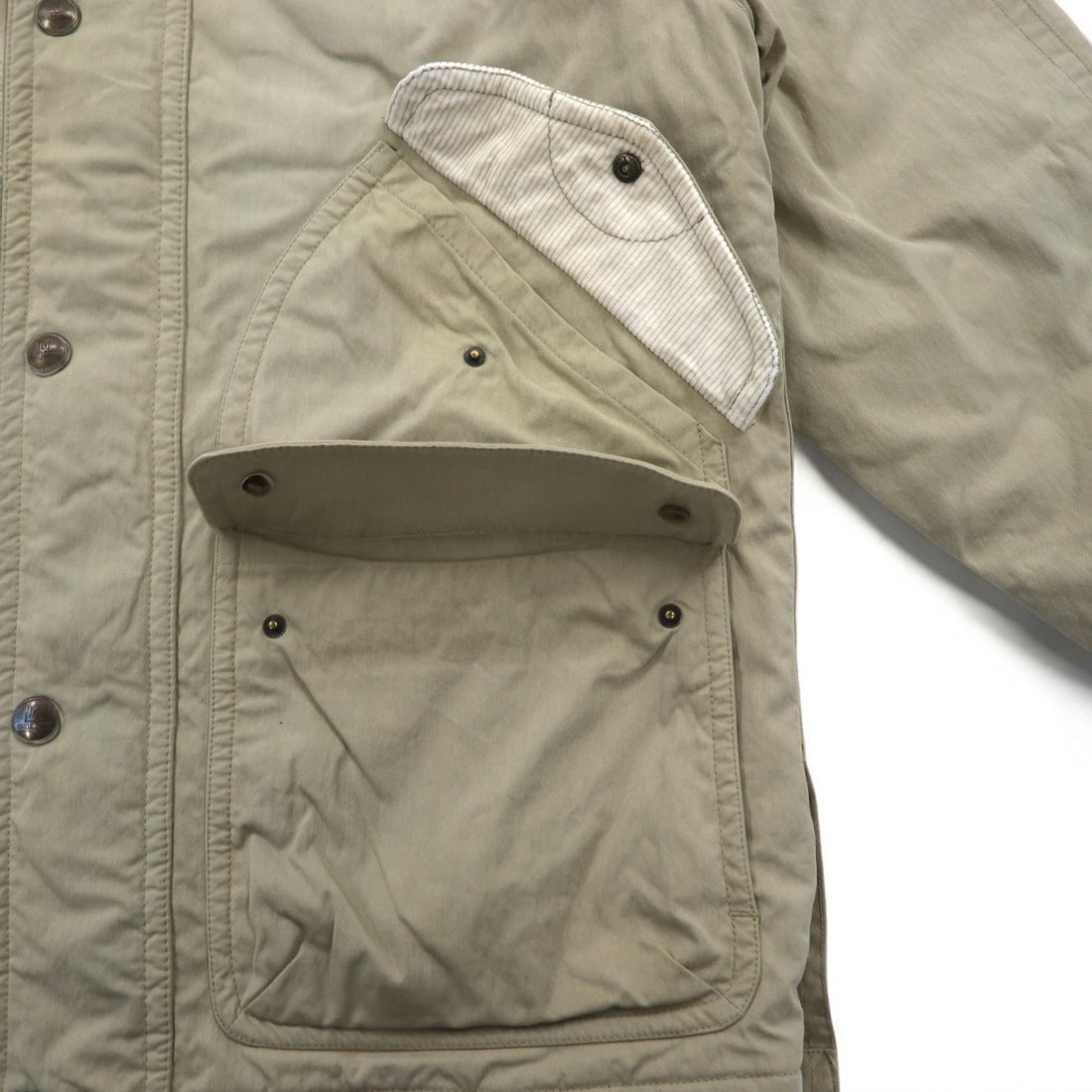 90s LUC SAINT ALBAN Hunting Jacket Coverall L Beige Corduroy Collar Elbow Patch