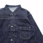 VINTAGE レプリカ 1st タイプ 大戦モデル デニムジャケット Gジャン XL インディゴ 13.5OZ セルヴィッチ 赤耳 シンチバック プリーツ 月桂樹ボタン 復刻 未使用品