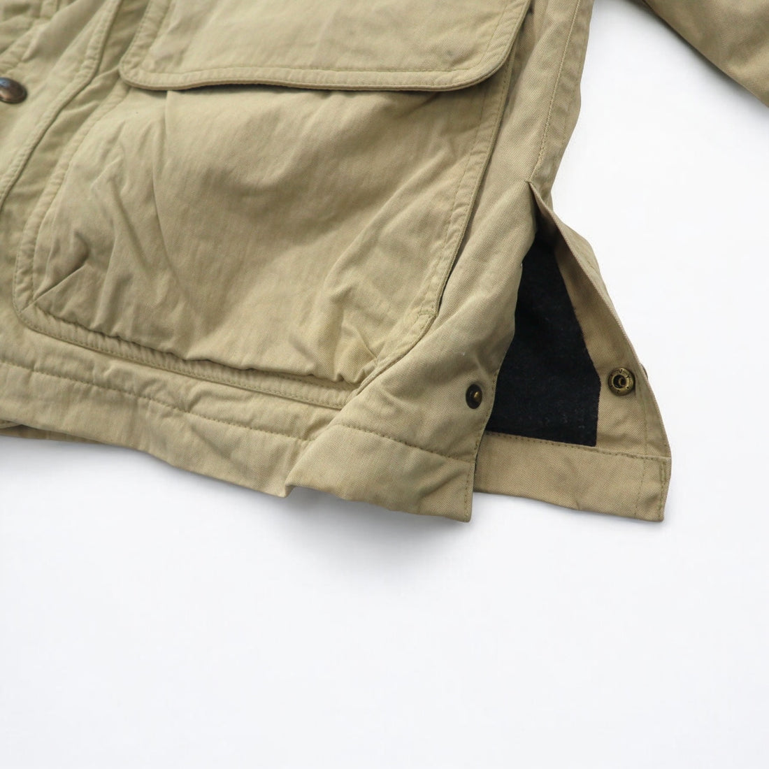 90s LUC SAINT ALBAN Hunting Jacket Coverall L Beige Corduroy Collar Elbow Patch
