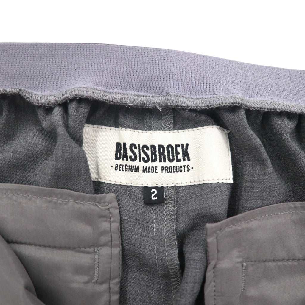 BASISBROEK Belgian-made Easy Slacks, Size M, Gray, Polyester, Stretch
