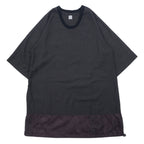 RYU Poncho Shirt Drawstring T-Shirt FREE Grey Polyester Rayon Different Material Switching Made in Japan