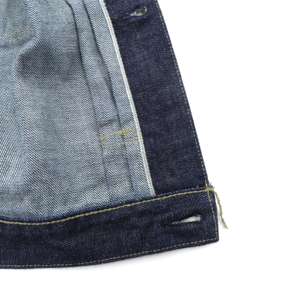 VINTAGE レプリカ 1st タイプ 大戦モデル デニムジャケット Gジャン XL インディゴ 13.5OZ セルヴィッチ 赤耳 シンチバック プリーツ 月桂樹ボタン 復刻 未使用品