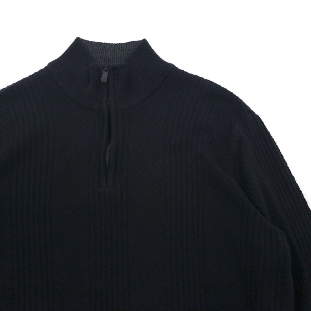 Calvin Klein Half-Zip Jacquard Knit Sweater, Size L, Black Cotton