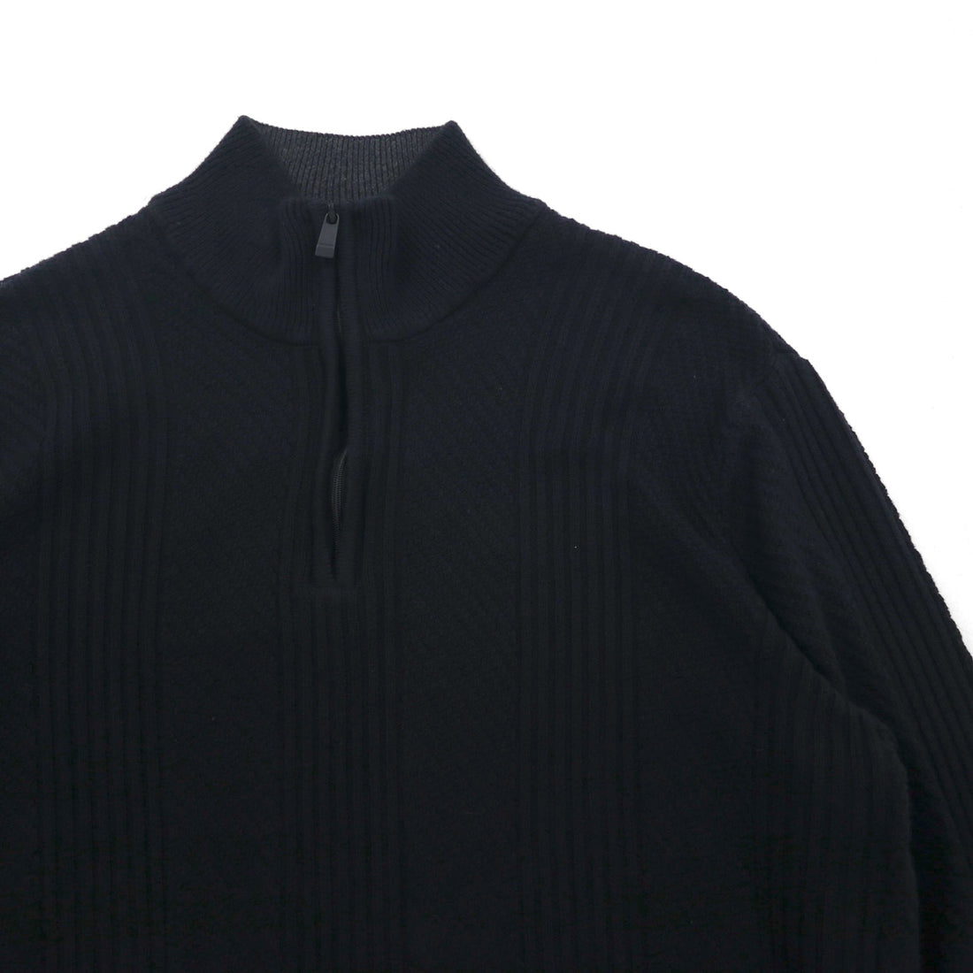 Calvin Klein Half-Zip Jacquard Knit Sweater, Size L, Black Cotton