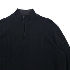 Calvin Klein Half-Zip Jacquard Knit Sweater, Size L, Black Cotton