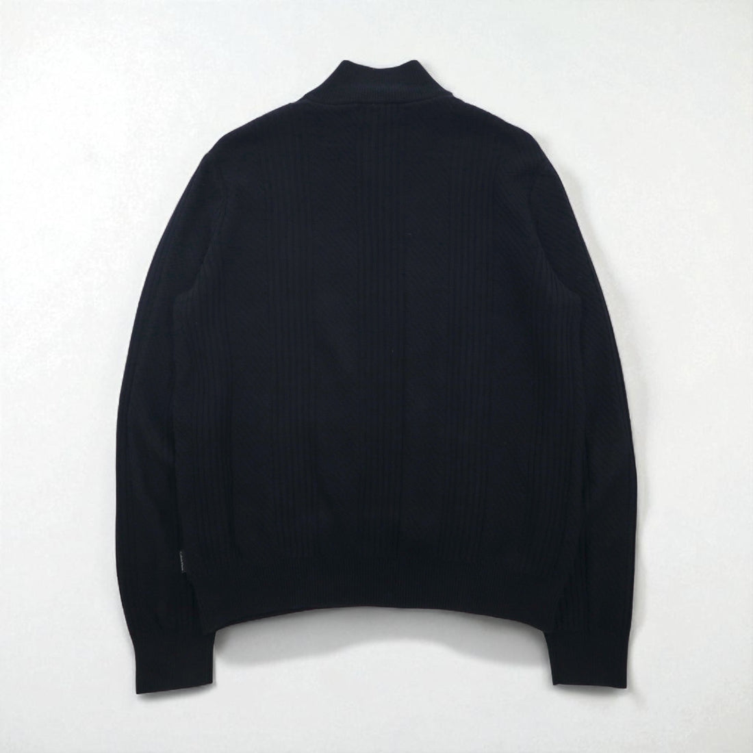 Calvin Klein Half-Zip Jacquard Knit Sweater, Size L, Black Cotton