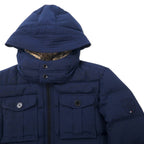 TOMMY HILFIGER ダウンジャケット M ネイビー ポリエステル フード着脱式